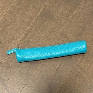LEATHEROLOGY Pen Pouch Turquoise Leather Pencil Case, Stationery School Office